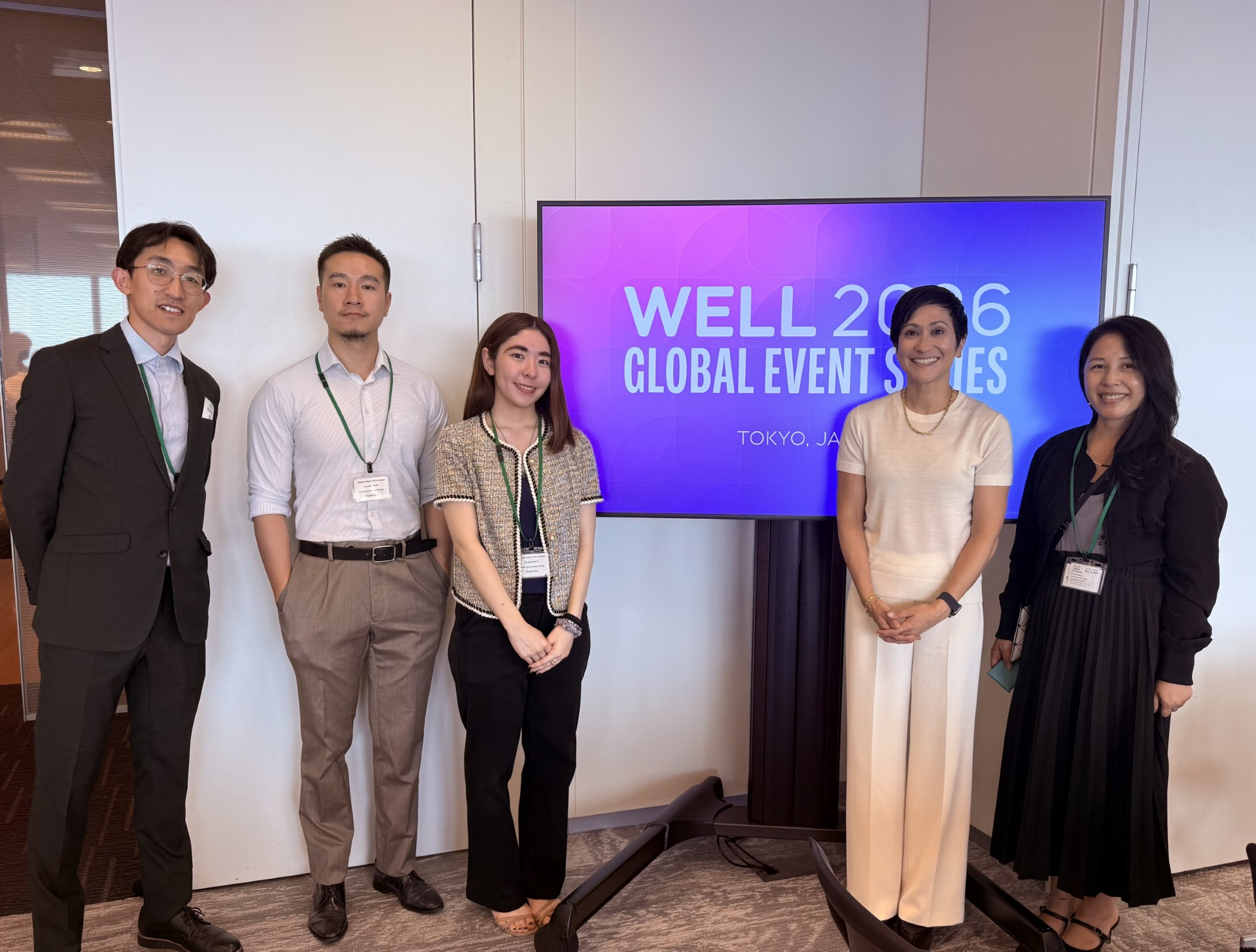 BEE Japan at WELL 2026 Tokyo Summit · BEE Incorporations BEE Japan team alongside IWBI's Rachel Hodgdon at the WELL 2026 Global Event Series Tokyo Summit, Minato City, May 2026